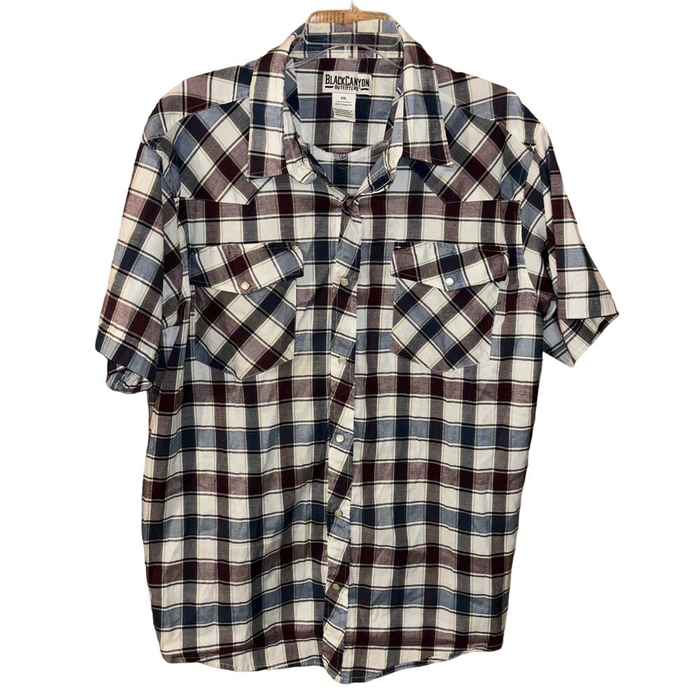 Black Canyon Outfitters men’s plaid western wear pearl snap shirt (XL)